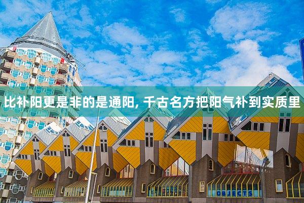 比补阳更是非的是通阳, 千古名方把阳气补到实质里
