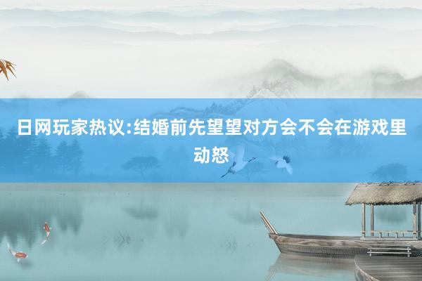 日网玩家热议:结婚前先望望对方会不会在游戏里动怒