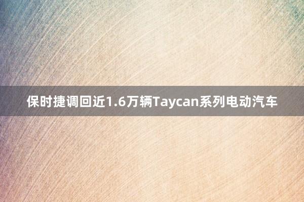 保时捷调回近1.6万辆Taycan系列电动汽车